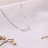 Silver Bar Plate Pendant With Chain